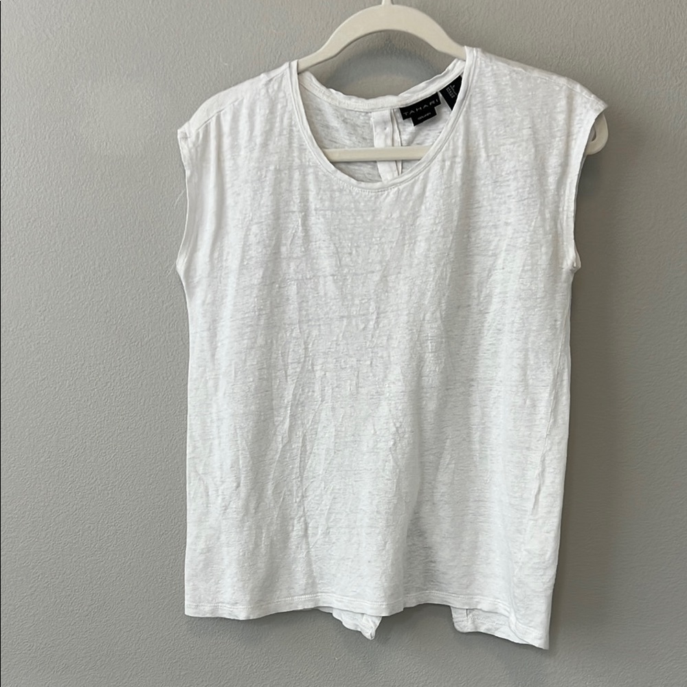 White Sleeveless Top with Button Up Back